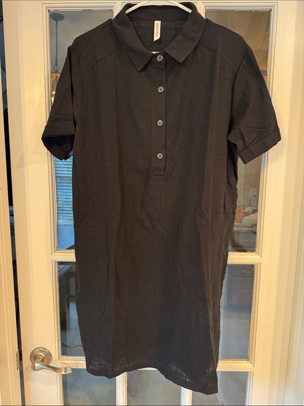 Zenana black cotton polo shirt, dress size L excellent condition